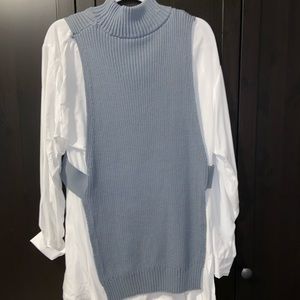 Sweater vest (green) with attached dress shirt (white)